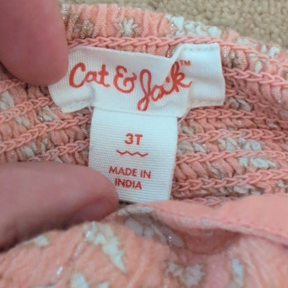 Cat & Jack 3T Peach Floral Dress - Picture 3 of 9